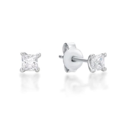 STUD, WHT 4mm PRNCES CUT