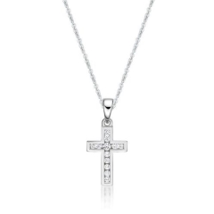 12x CZ CHANNEL SET CROSS with CHAIN