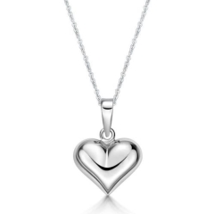 15mm PUFFY HEART, BAIL WITH CHAIN